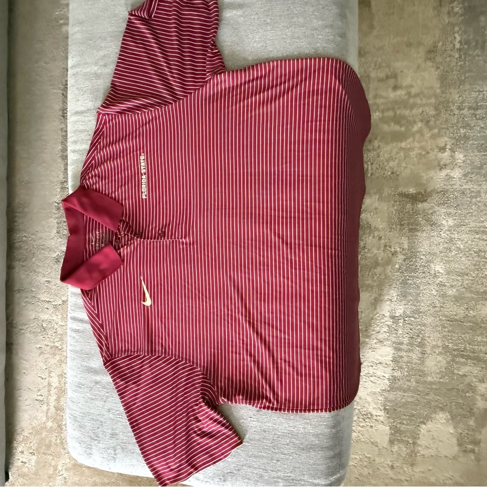 Nike FSU Burgundy Striped Polo Shirt